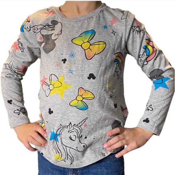 Disney - Girl's Minnie Mouse Stay Magical Long Sleeve Graphic T-Shirt Gray - Picture 4 of 6